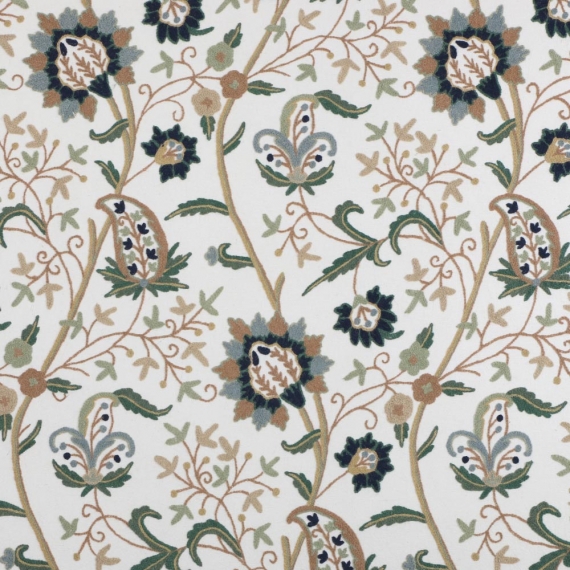 Kashmir Almond Hand Embroidered Cotton Crewel Fabric
